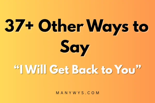 I Will Get Back to You